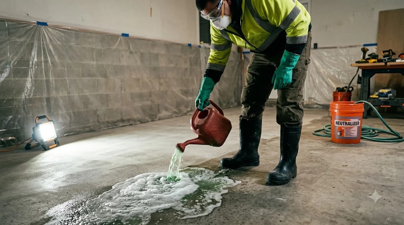 How to Etch Concrete: Muriatic vs Sulfamic Acid Guide