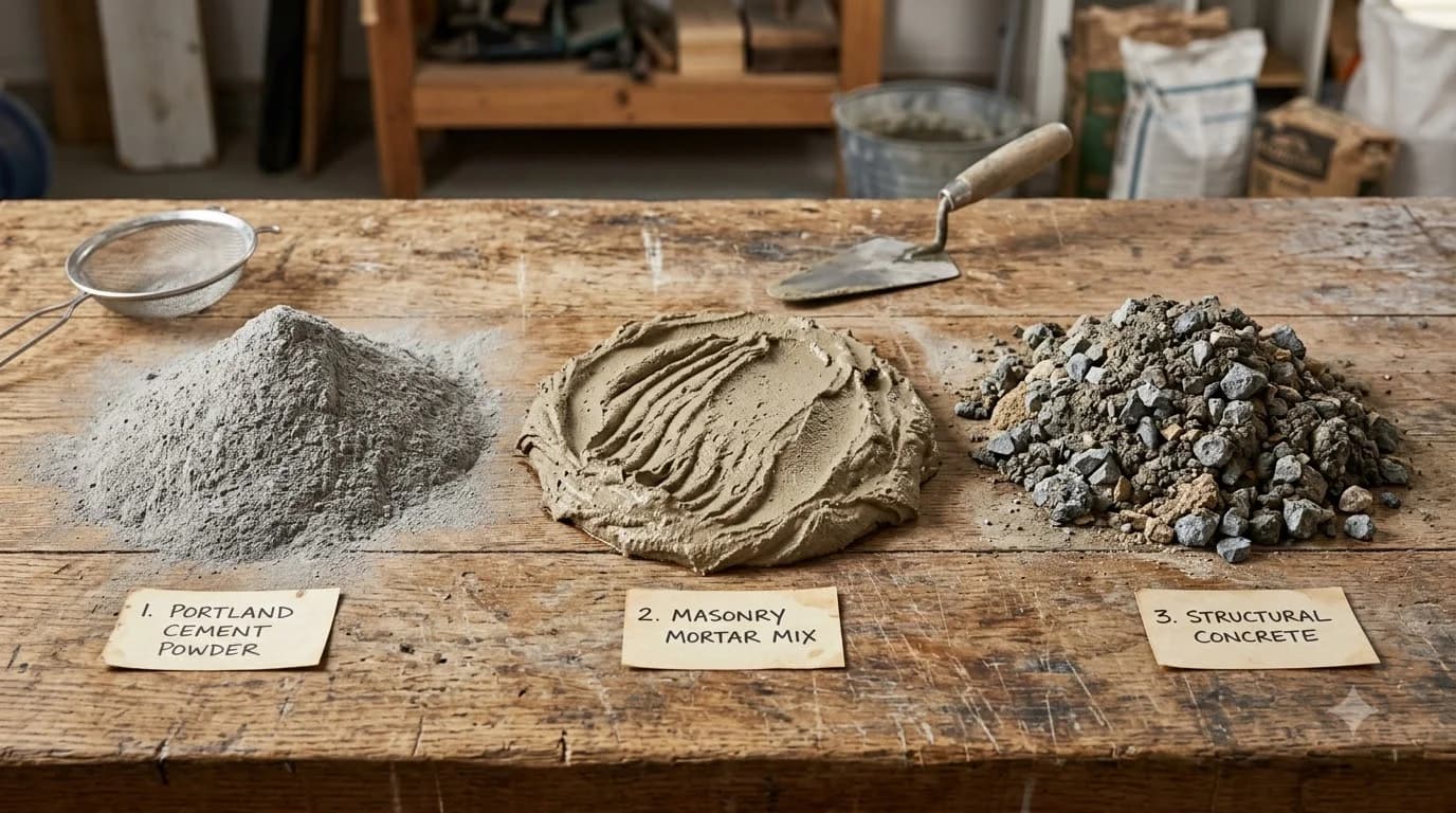 Concrete vs Cement vs Mortar: Key Differences & Uses