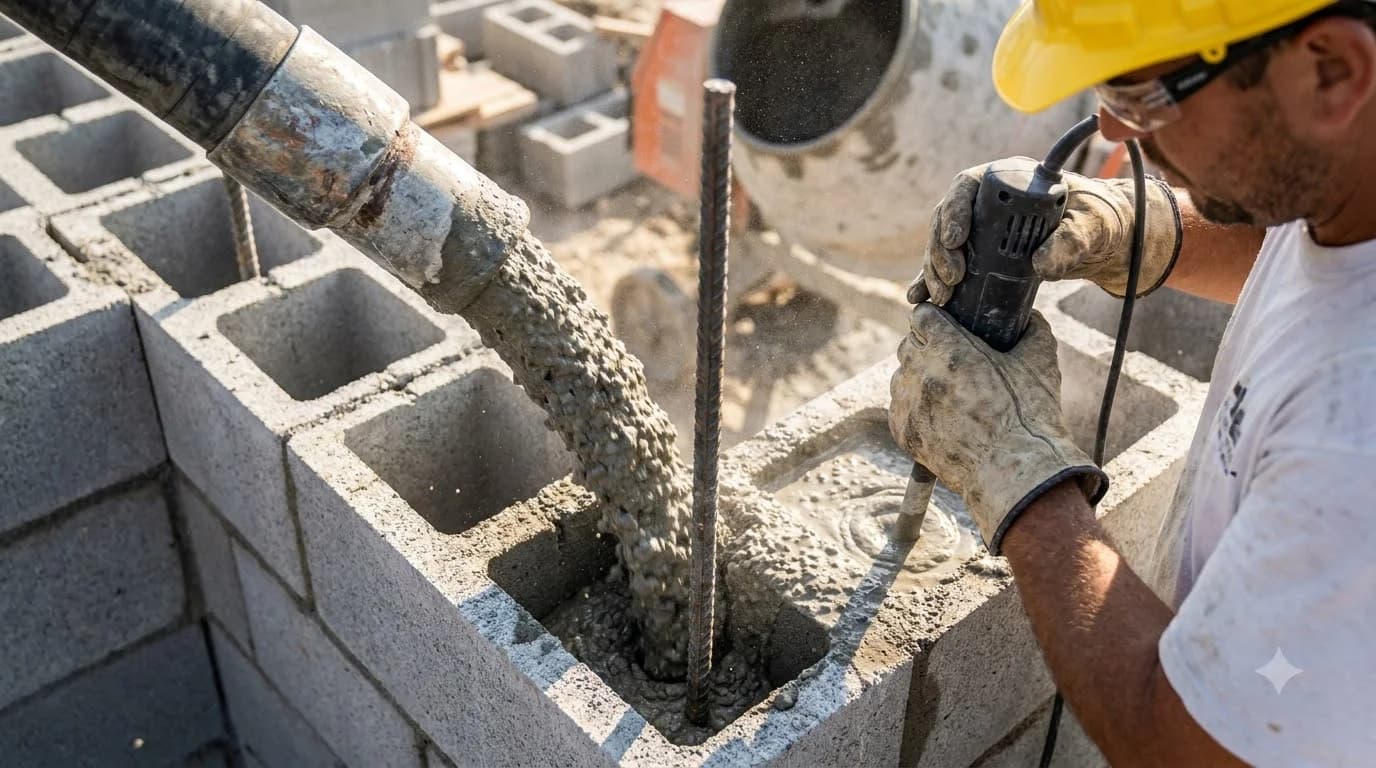 How to Fill Cinder Blocks with Concrete & Masonry Grout