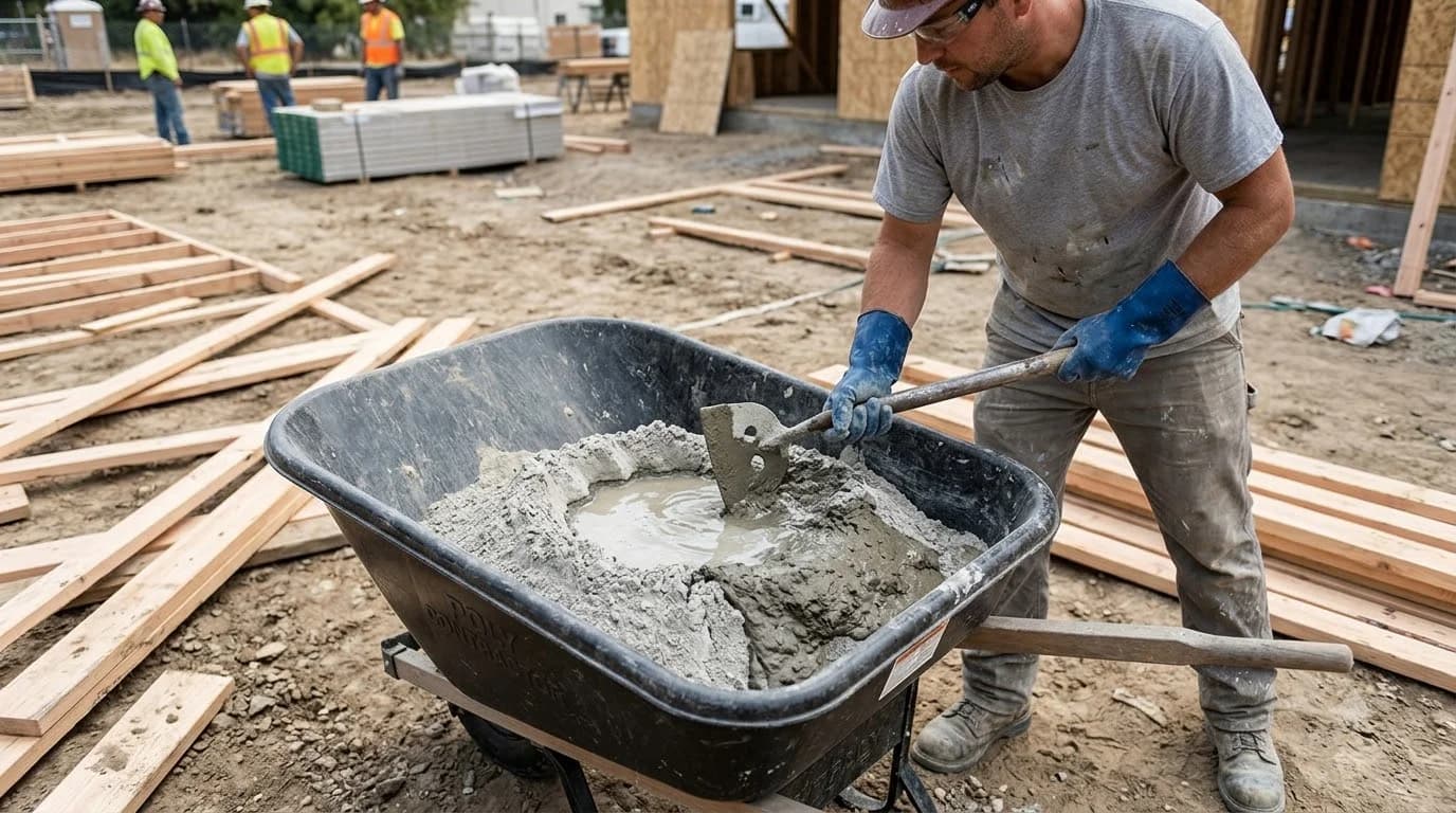 How to Mix Concrete by Hand: Wheelbarrow Water Ratio