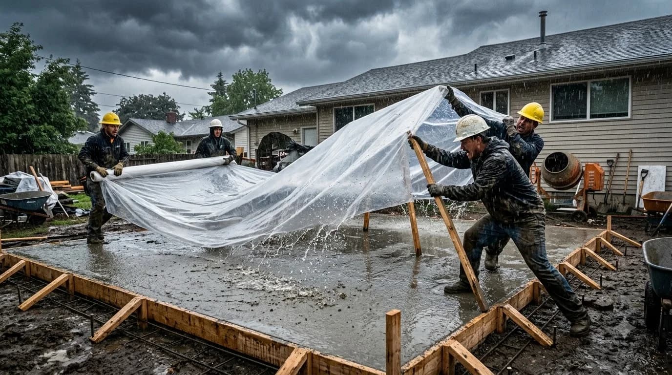 Can You Pour Concrete in the Rain? (Risks & Fixes)