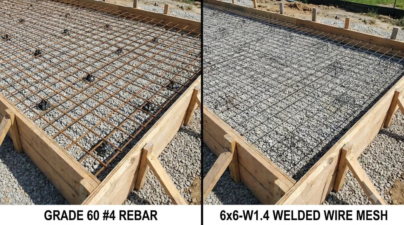 Rebar vs Wire Mesh in Concrete Slabs: Sizes & Spacing