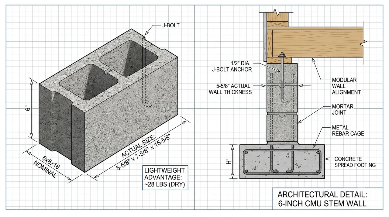 6-Inch CMU Dimensions